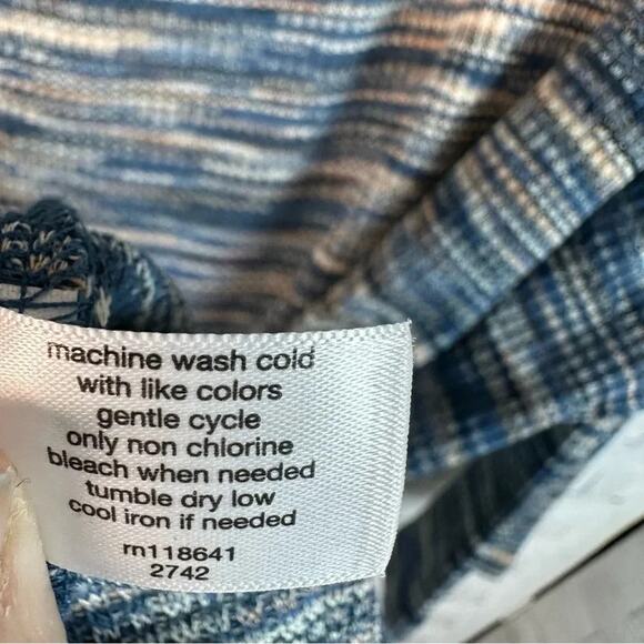 Lane Bryant pullover sweater keyhole blue tan mobwife bikercore  plus size - Picture 6 of 9